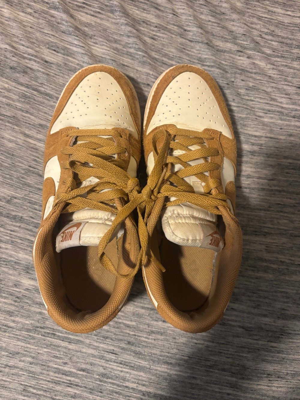 Nike Women's Tan and Cream Low-Top Sneakers with Suede Accents